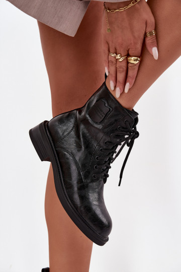 Pelle Stivaletti da lavoro Femminile Con decorazioni Detalem Deveciejka K7180-01 colore nero 2