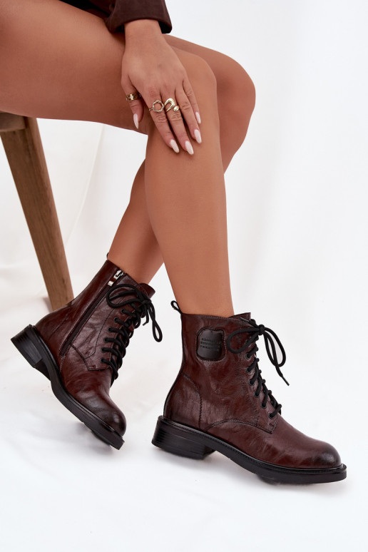 Pelle Stivaletti da lavoro Femminile Con decorazioni Detalem Deveciejka K7180-01 colore marrone Pelle Stivaletti da lavoro Femminile Con decorazioni Detalem Deveciejka K7180-01 colore marrone