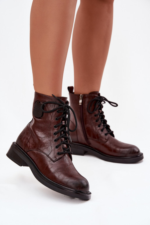 Pelle Stivaletti da lavoro Femminile Con decorazioni Detalem Deveciejka K7180-01 colore marrone Pelle Stivaletti da lavoro Femminile Con decorazioni Detalem Deveciejka K7180-01 colore marrone