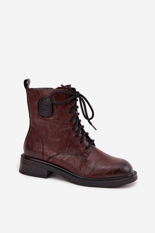 Pelle Stivaletti da lavoro Femminile Con decorazioni Detalem Deveciejka K7180-01 colore marrone Pelle Stivaletti da lavoro Femminile Con decorazioni Detalem Deveciejka K7180-01 colore marrone