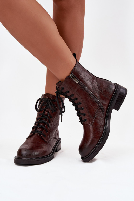 Pelle Stivaletti da lavoro Femminile Con decorazioni Detalem Deveciejka K7180-01 colore marrone Pelle Stivaletti da lavoro Femminile Con decorazioni Detalem Deveciejka K7180-01 colore marrone