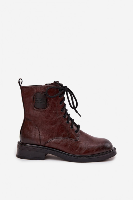 Pelle Stivaletti da lavoro Femminile Con decorazioni Detalem Deveciejka K7180-01 colore marrone Pelle Stivaletti da lavoro Femminile Con decorazioni Detalem Deveciejka K7180-01 colore marrone