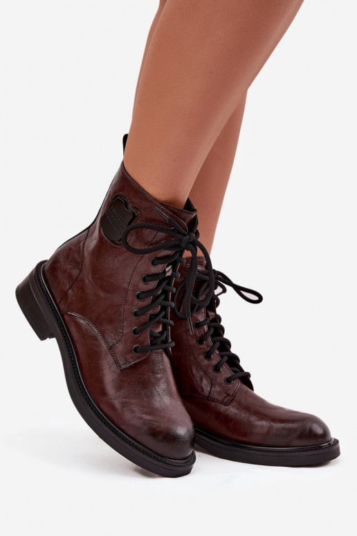 Pelle Stivaletti da lavoro Femminile Con decorazioni Detalem Deveciejka K7180-01 colore marrone Pelle Stivaletti da lavoro Femminile Con decorazioni Detalem Deveciejka K7180-01 colore marrone