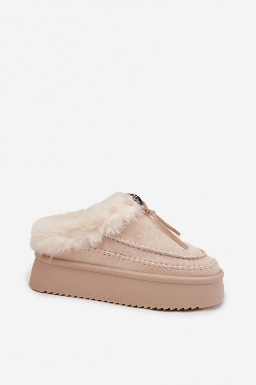 Stivali da neve Femminile con una pelliccia con una piattaforma beige Rosmira Stivali da neve Femminile con una pelliccia con una piattaforma beige Rosmira