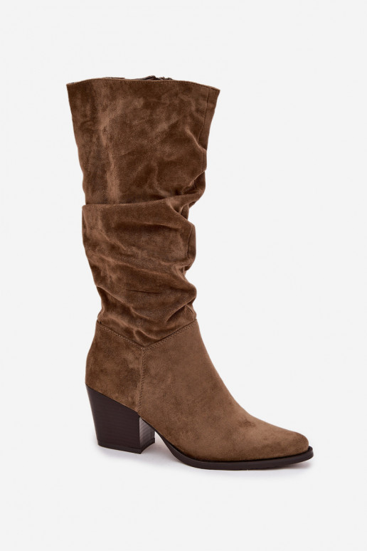 stivali da donna Con top arricciato con i tacchi riscaldamento colore verde Paelina stivali da donna Con top arricciato con i tacchi riscaldamento colore verde Paelina