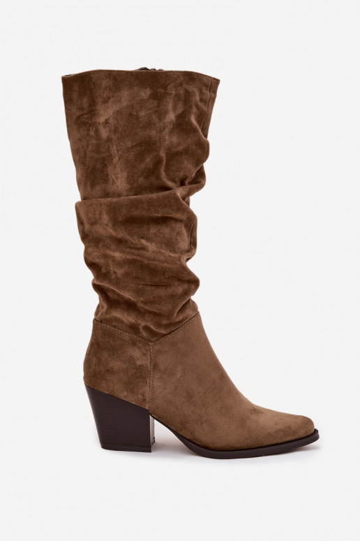 stivali da donna Con top arricciato con i tacchi riscaldamento colore verde Paelina stivali da donna Con top arricciato con i tacchi riscaldamento colore verde Paelina