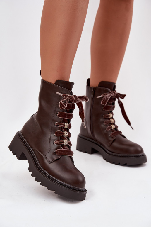 riscaldamento Stivali da donna Con decorazioni Allacciaturam CzekoladoAe Elindra riscaldamento Stivali da donna Con decorazioni Allacciaturam CzekoladoAe Elindra