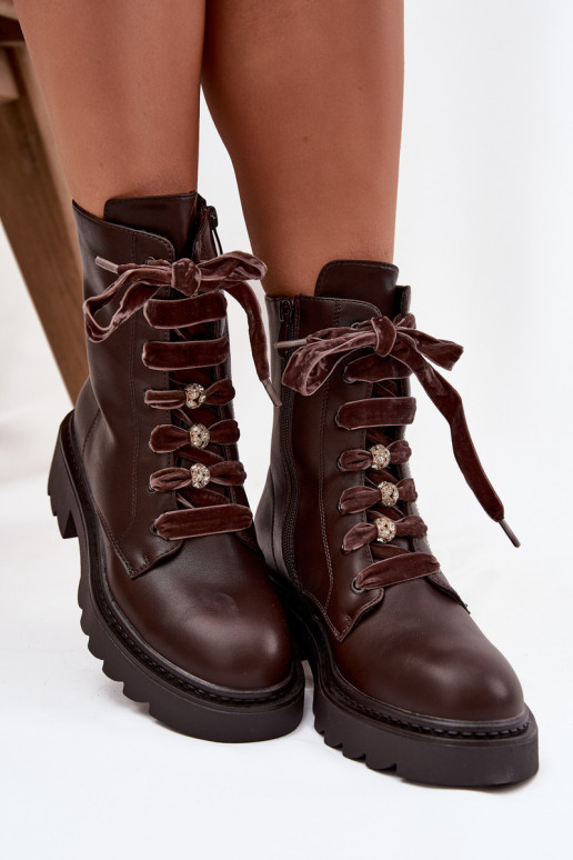 riscaldamento Stivali da donna Con decorazioni Allacciaturam CzekoladoAe Elindra riscaldamento Stivali da donna Con decorazioni Allacciaturam CzekoladoAe Elindra