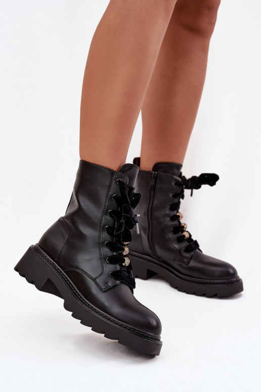 riscaldamento Stivali da donna Con decorazioni Allacciaturam colore nero Elindra riscaldamento Stivali da donna Con decorazioni Allacciaturam colore nero Elindra