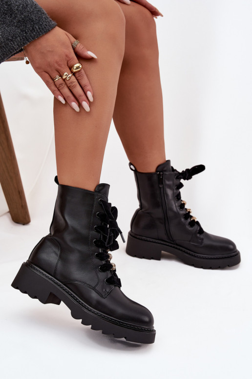 riscaldamento Stivali da donna Con decorazioni Allacciaturam colore nero Elindra riscaldamento Stivali da donna Con decorazioni Allacciaturam colore nero Elindra