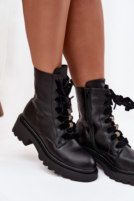 riscaldamento Stivali da donna Con decorazioni Allacciaturam colore nero Elindra riscaldamento Stivali da donna Con decorazioni Allacciaturam colore nero Elindra