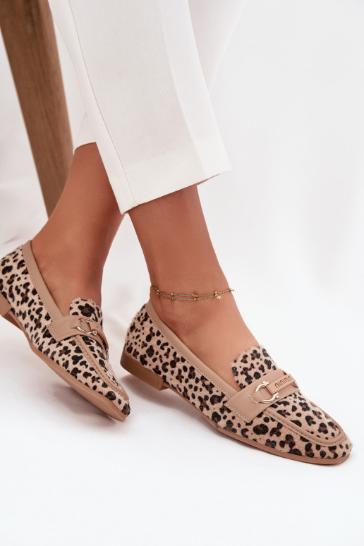 Mocassini Mocassini Femminile Con decorazioni Elemento con motivi di pelliccia di leopardo beige Evelora Mocassini Mocassini Femminile Con decorazioni Elemento con motivi di pelliccia di leopardo beige Evelora