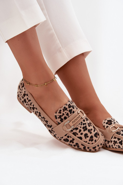 Mocassini Mocassini Femminile Con decorazioni Elemento con motivi di pelliccia di leopardo beige Evelora Mocassini Mocassini Femminile Con decorazioni Elemento con motivi di pelliccia di leopardo beige Evelora