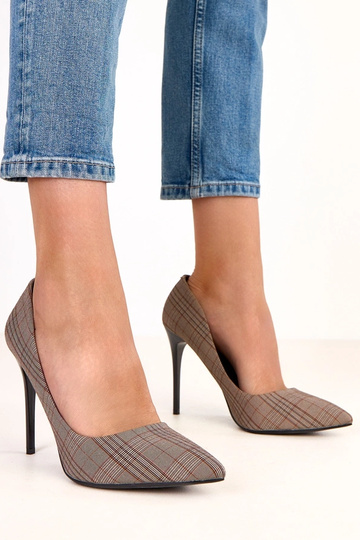 Décolleté grigie a quadri...