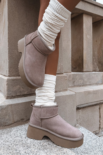 Stivali da neve FemminileAbilitatoturalnego dalla pelle scamosciatau riscaldamento con pelliccia all interno colore kaki Milora