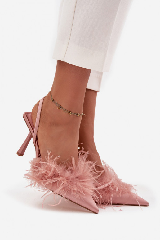 scarpe col tacco alto con piume I Odkrytą Piętą colore rosa Belice scarpe col tacco alto con piume I Odkrytą Piętą colore rosa Belice