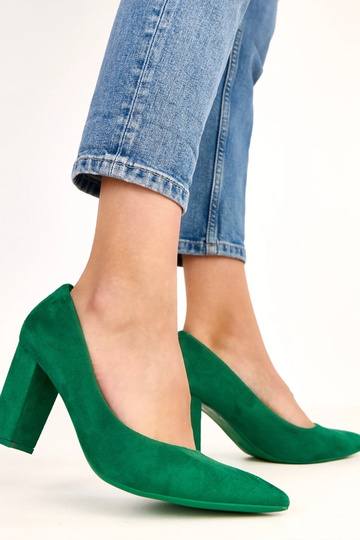 Sandali verdi in suede sintetico con tacco Alyssa