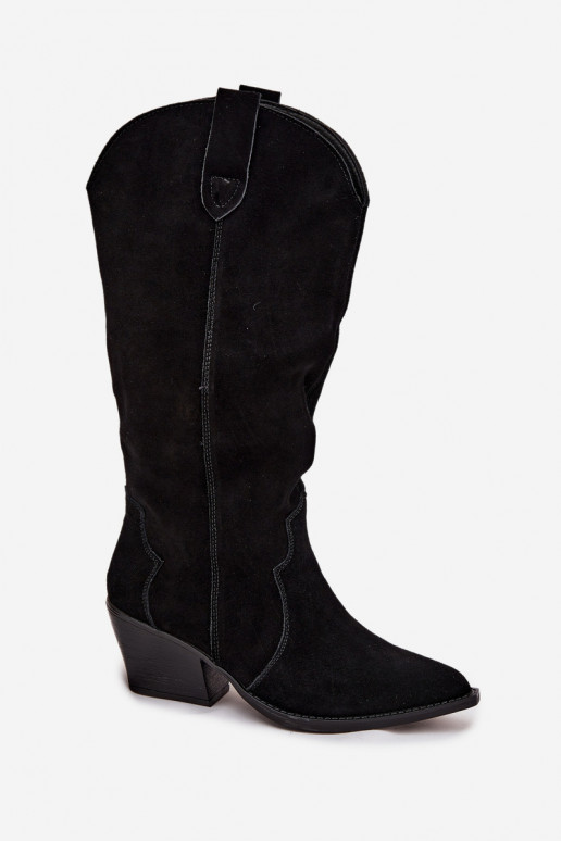 Pelle dalla pelle scamosciata stivali stile coAboy Femminile riscaldamento colore nero Urselle Pelle dalla pelle scamosciata stivali stile coAboy Femminile riscaldamento colore nero Urselle
