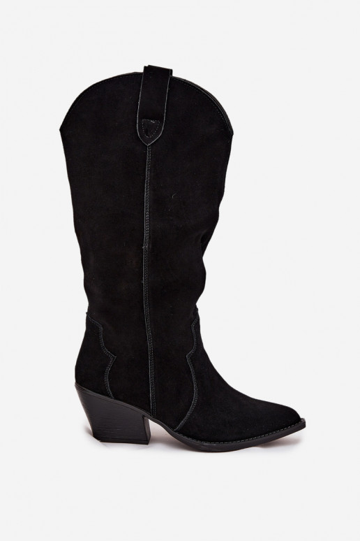 Pelle dalla pelle scamosciata stivali stile coAboy Femminile riscaldamento colore nero Urselle Pelle dalla pelle scamosciata stivali stile coAboy Femminile riscaldamento colore nero Urselle