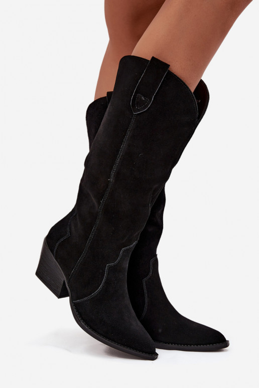 Pelle dalla pelle scamosciata stivali stile coAboy Femminile riscaldamento colore nero Urselle Pelle dalla pelle scamosciata stivali stile coAboy Femminile riscaldamento colore nero Urselle