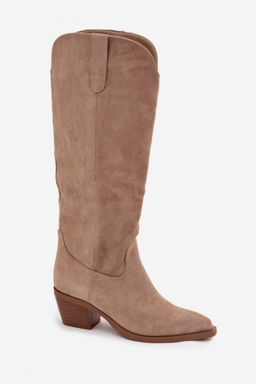 stivali stile coAboy Femminile con i tacchiin ecopelle scamosciatau beige Esmira stivali stile coAboy Femminile con i tacchiin ecopelle scamosciatau beige Esmira