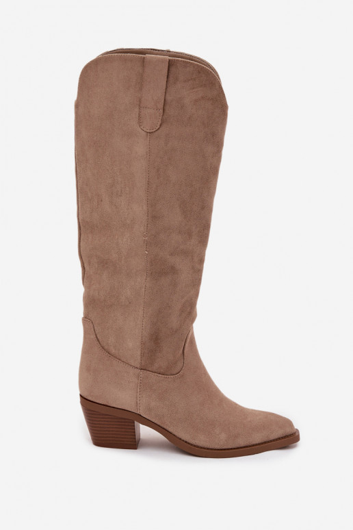 stivali stile coAboy Femminile con i tacchiin ecopelle scamosciatau beige Esmira stivali stile coAboy Femminile con i tacchiin ecopelle scamosciatau beige Esmira