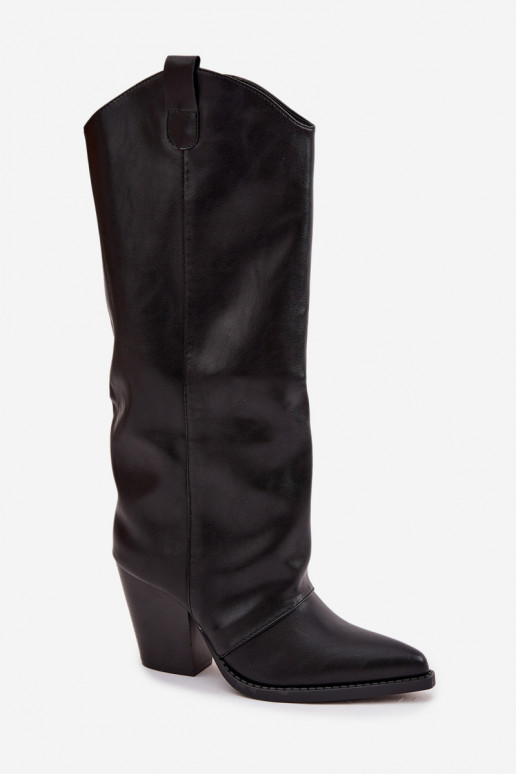 riscaldamento stivali stile coAboy con i tacchi in ecopelle colore nero Devevine riscaldamento stivali stile coAboy con i tacchi in ecopelle colore nero Devevine