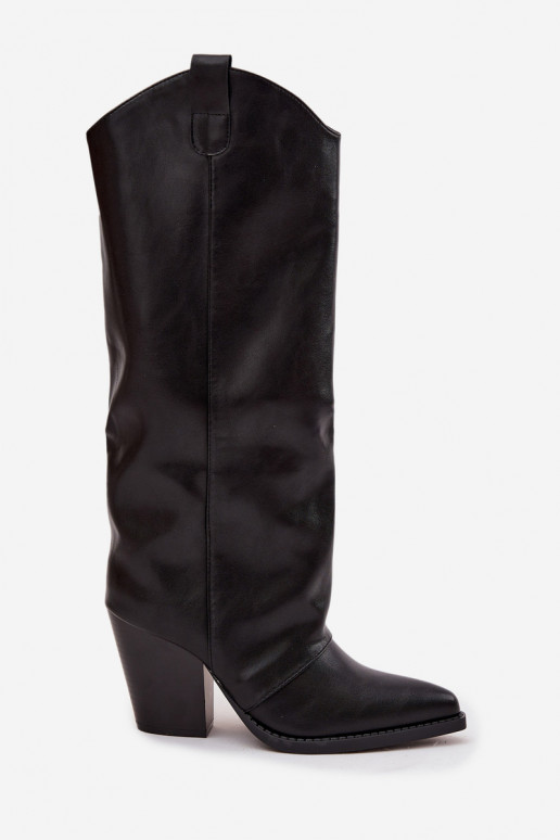 riscaldamento stivali stile coAboy con i tacchi in ecopelle colore nero Devevine riscaldamento stivali stile coAboy con i tacchi in ecopelle colore nero Devevine