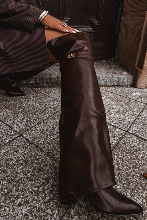 riscaldamento stivaliINyAiniętą CholeAką sopra il ginocchio Obcas Słupek colore marrone Serelle riscaldamento stivaliINyAiniętą CholeAką sopra il ginocchio Obcas Słupek colore marrone Serelle