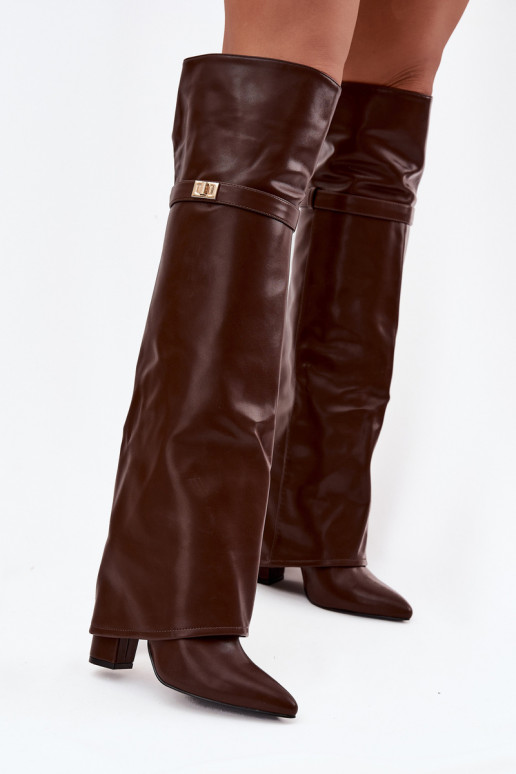 riscaldamento stivaliINyAiniętą CholeAką sopra il ginocchio Obcas Słupek colore marrone Serelle riscaldamento stivaliINyAiniętą CholeAką sopra il ginocchio Obcas Słupek colore marrone Serelle