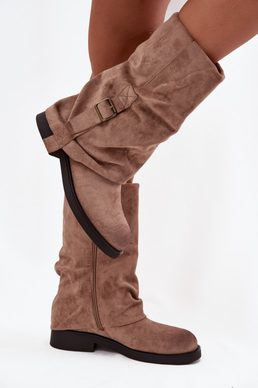 stivali da donnaINyAiniętą CholeAką Metà polpaccio con fibbie colore kaki Minelle stivali da donnaINyAiniętą CholeAką Metà polpaccio con fibbie colore kaki Minelle