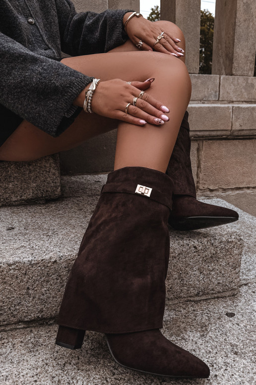 riscaldamento Stivali da donna con tacchi decorati CzekoladoAe Luvielle riscaldamento Stivali da donna con tacchi decorati CzekoladoAe Luvielle