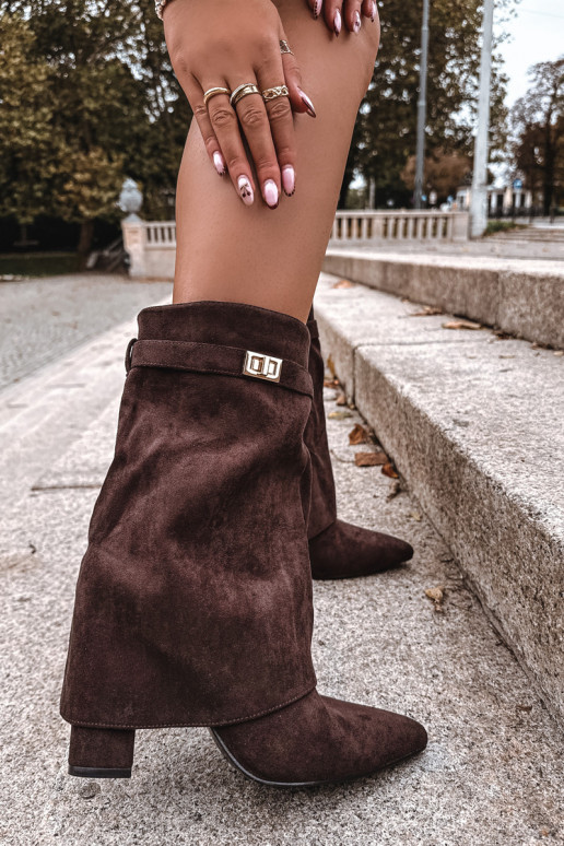 riscaldamento Stivali da donna con tacchi decorati CzekoladoAe Luvielle riscaldamento Stivali da donna con tacchi decorati CzekoladoAe Luvielle