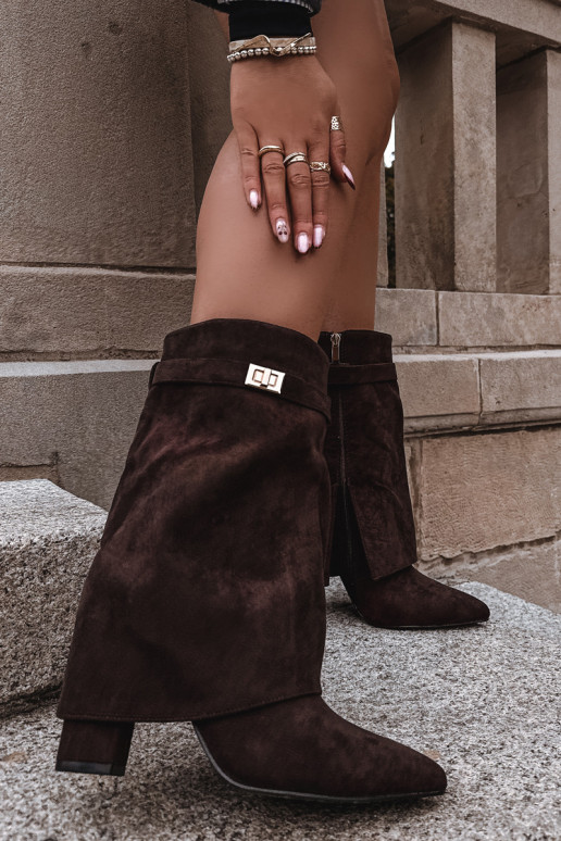 riscaldamento Stivali da donna con tacchi decorati CzekoladoAe Luvielle riscaldamento Stivali da donna con tacchi decorati CzekoladoAe Luvielle