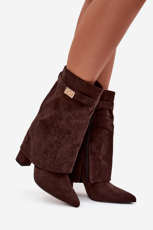 riscaldamento Stivali da donna con tacchi decorati CzekoladoAe Luvielle riscaldamento Stivali da donna con tacchi decorati CzekoladoAe Luvielle