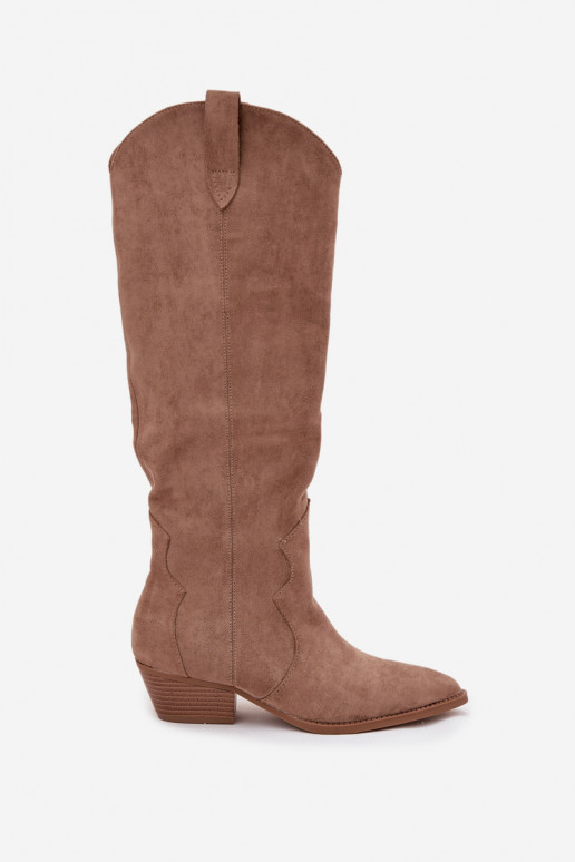 in ecopelle scamosciataoAe stivali stile coAboy Femminile con i tacchi beige Jenaya in ecopelle scamosciataoAe stivali stile coAboy Femminile con i tacchi beige Jenaya