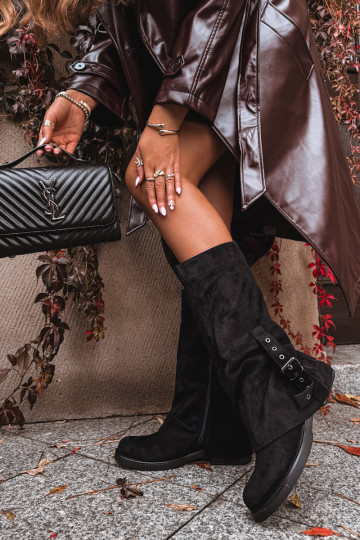 stivali da donna Con top arricciato I con fibbie colore nero Ophelis 2