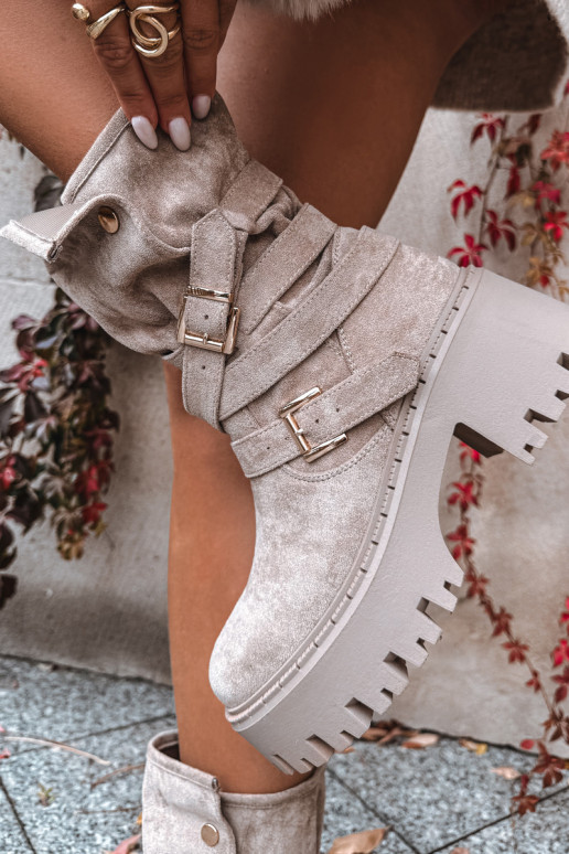 Stivali da donna Su tacchi enormi con fibbie I Strisceem beige Nerelisa Stivali da donna Su tacchi enormi con fibbie I Strisceem beige Nerelisa