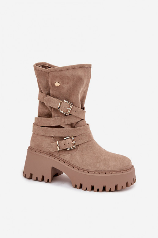 Stivali da donna Su tacchi enormi con fibbie I Strisceem beige Nerelisa Stivali da donna Su tacchi enormi con fibbie I Strisceem beige Nerelisa
