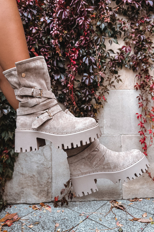 Stivali da donna Su tacchi enormi con fibbie I Strisceem beige Nerelisa Stivali da donna Su tacchi enormi con fibbie I Strisceem beige Nerelisa