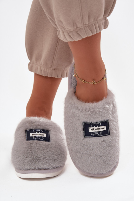 scarpe fatti in casa Pantofole Femminile con una pelliccia colore grigio Deveelis