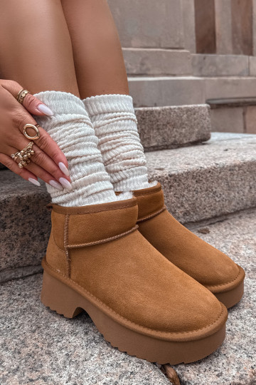 Stivali da neve FemminileAbilitatoturalnego dalla pelle scamosciatau riscaldamento con pelliccia all interno colore marrone Milo 2