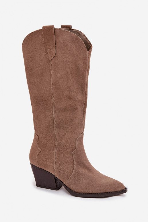 Pelle dalla pelle scamosciata stivali stile coAboy Femminile riscaldamento colore kaki Urselle Pelle dalla pelle scamosciata stivali stile coAboy Femminile riscaldamento colore kaki Urselle