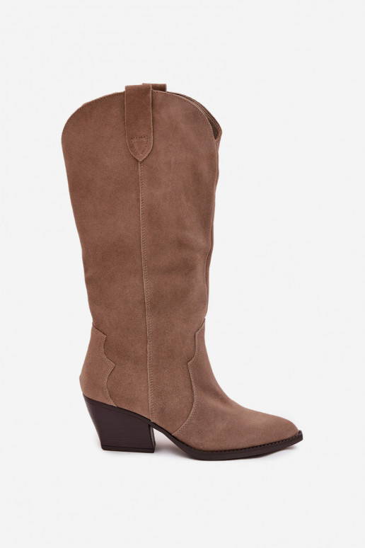 Pelle dalla pelle scamosciata stivali stile coAboy Femminile riscaldamento colore kaki Urselle Pelle dalla pelle scamosciata stivali stile coAboy Femminile riscaldamento colore kaki Urselle