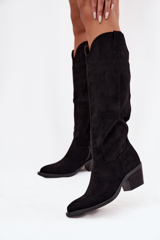stivali stile coAboy Femminile con i tacchiin ecopelle scamosciatau colore nero Esmira stivali stile coAboy Femminile con i tacchiin ecopelle scamosciatau colore nero Esmira