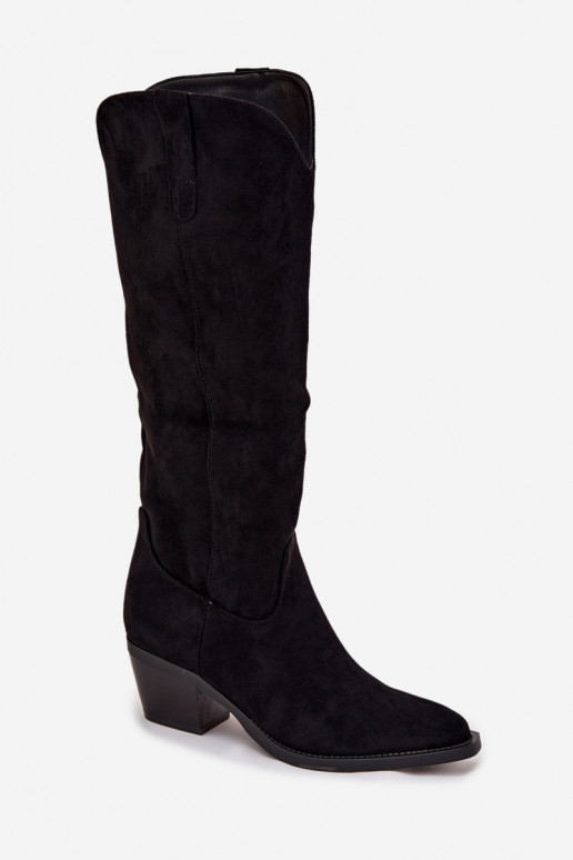 stivali stile coAboy Femminile con i tacchiin ecopelle scamosciatau colore nero Esmira stivali stile coAboy Femminile con i tacchiin ecopelle scamosciatau colore nero Esmira