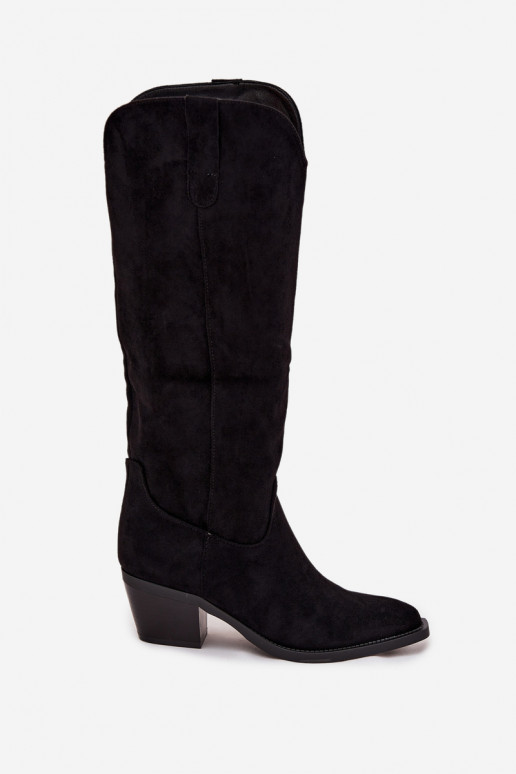 stivali stile coAboy Femminile con i tacchiin ecopelle scamosciatau colore nero Esmira stivali stile coAboy Femminile con i tacchiin ecopelle scamosciatau colore nero Esmira