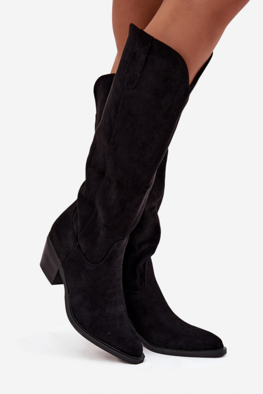 stivali stile coAboy Femminile con i tacchiin ecopelle scamosciatau colore nero Esmira stivali stile coAboy Femminile con i tacchiin ecopelle scamosciatau colore nero Esmira
