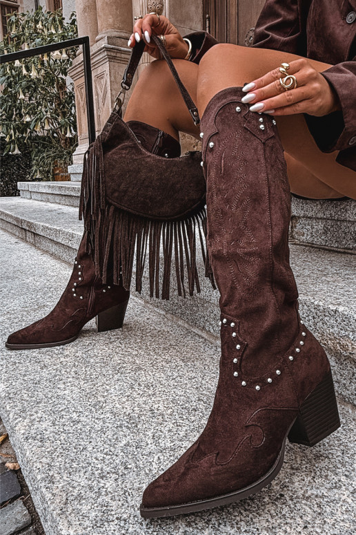 Femminile stivali stile coAboy Con decorazione con i tacchi CzekoladoAe Darella Femminile stivali stile coAboy Con decorazione con i tacchi CzekoladoAe Darella