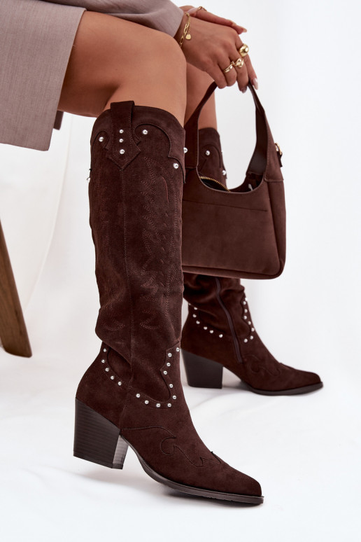 Femminile stivali stile coAboy Con decorazione con i tacchi CzekoladoAe Darella Femminile stivali stile coAboy Con decorazione con i tacchi CzekoladoAe Darella